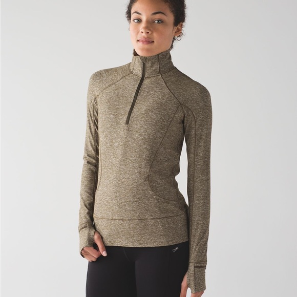 lululemon athletica Tops - Lululemon Lululemon Rush Hour 1/2 Zip Heathered Military Green size 10